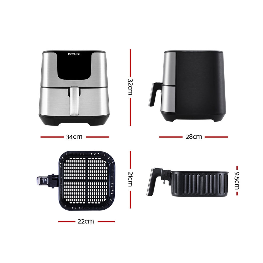 Rear view of Devanti Air Fryer showing heat shield vent for air circulation