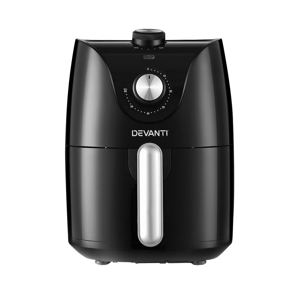 Black Devanti air fryer on a white background