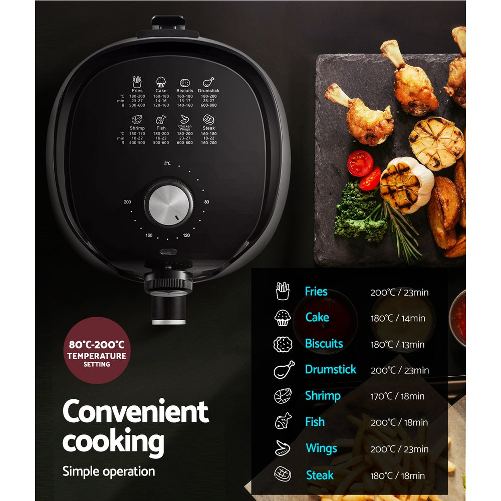Black pressure cooker with cooking times displayed on a black background