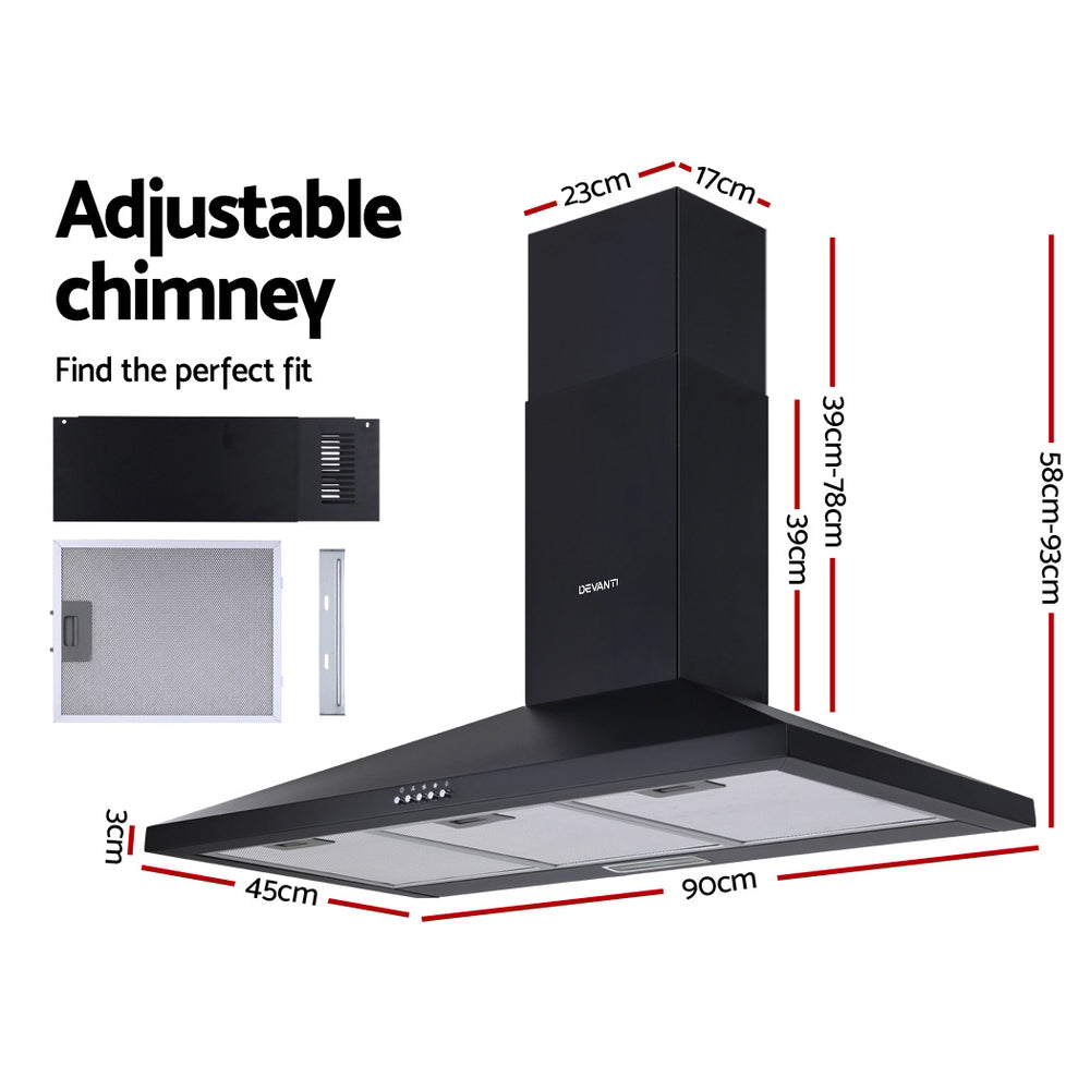 Chimney section can be adjusted to suit various installation heights and spaces.