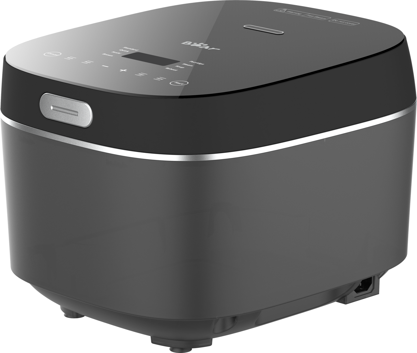 Front view of BEAR 4L intelligent rice cooker with LED display panel.