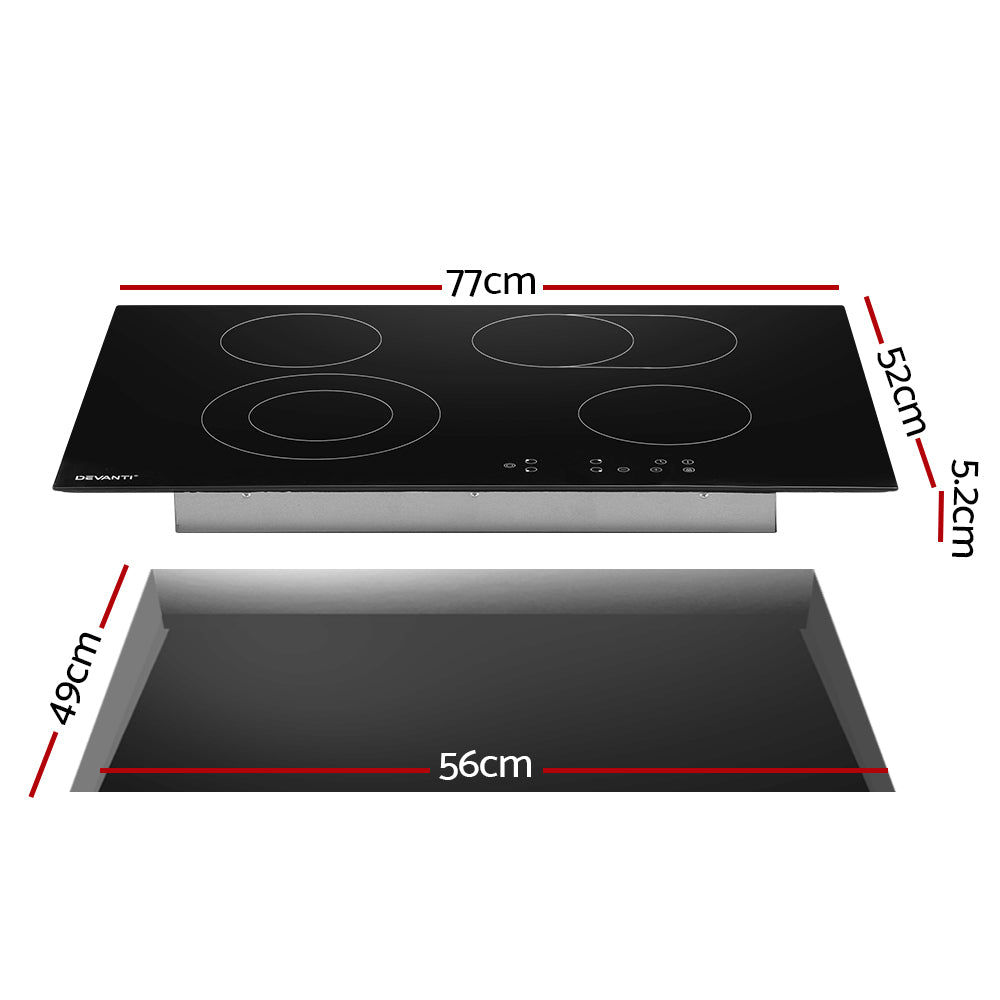 Devanti Electric Ceramic Cooktop Slim Profile Design