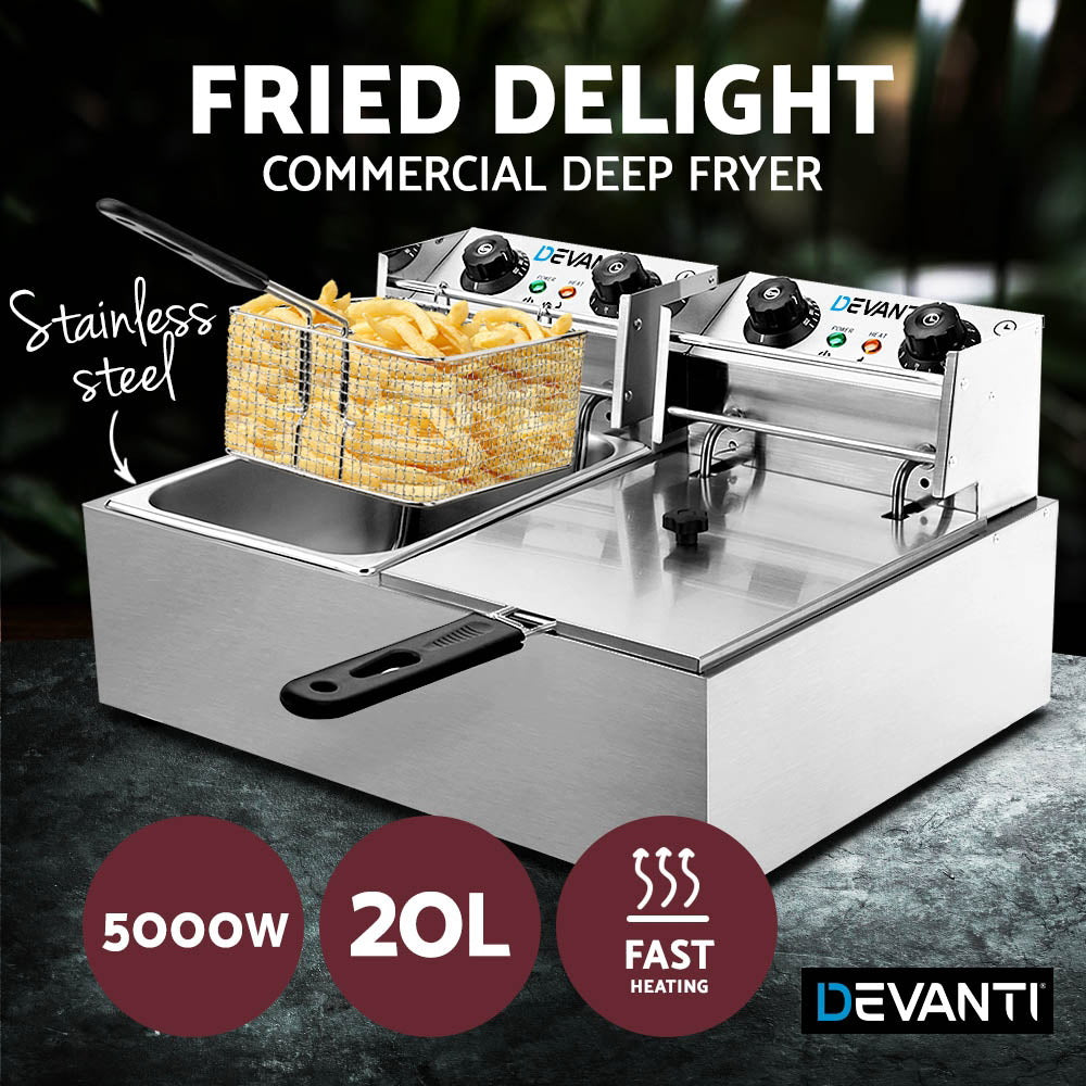 Fries being cooked to golden perfection in the Devanti fryer