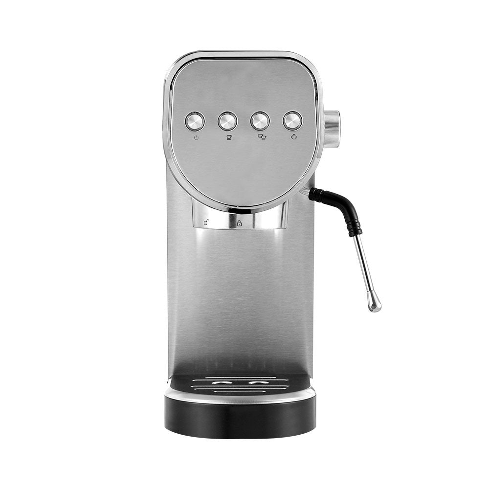 Space-saving Devanti espresso machine fits neatly on a small kitchen benchtop.