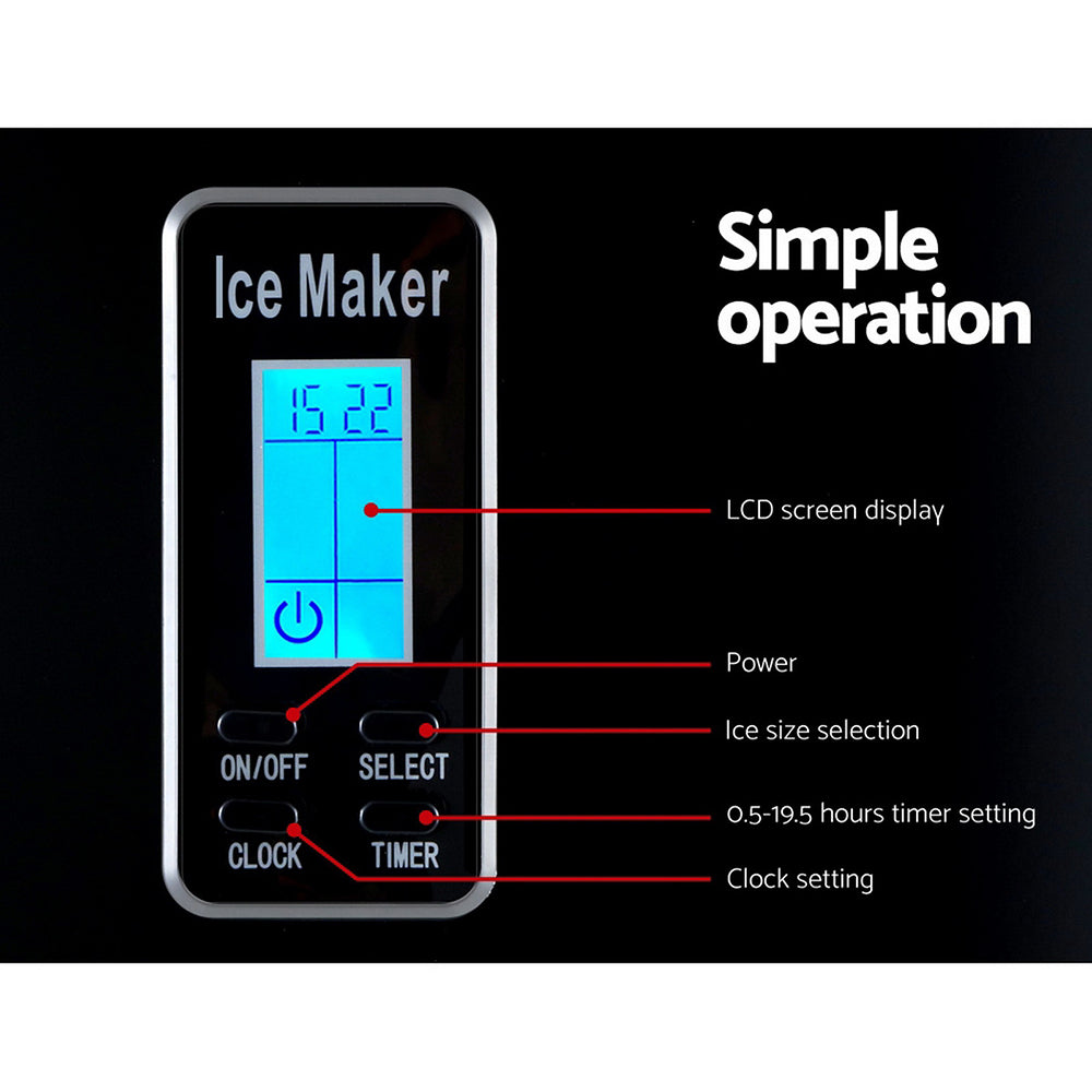 Easy-to-use control panel with size selection, timer, and status indicators.