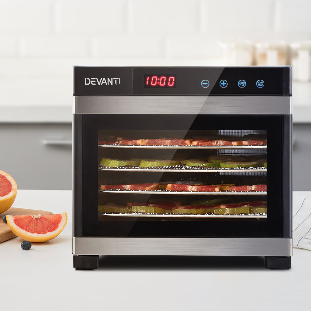 The Devanti dehydrator styled in a sleek modern kitchen environment.
