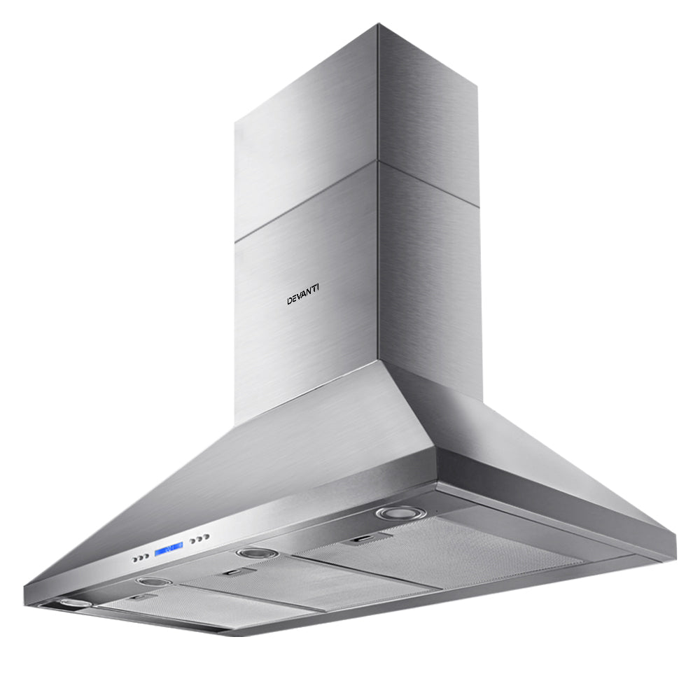 Sleek and professional-grade 120cm wall mount range hood in stainless steel, perfect for heavy-duty kitchen use.