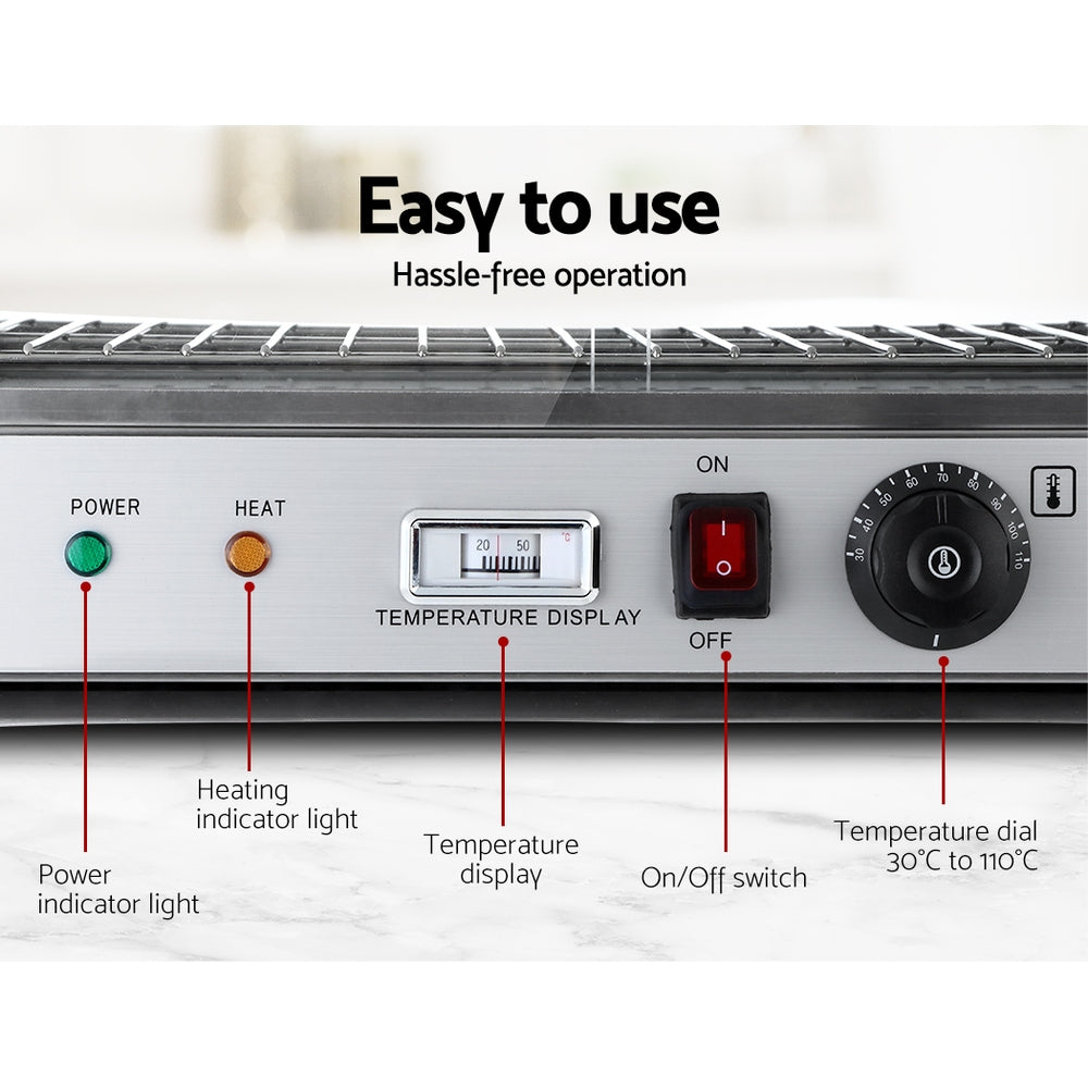 Adjustable thermostat control panel on Devanti commercial food warmer