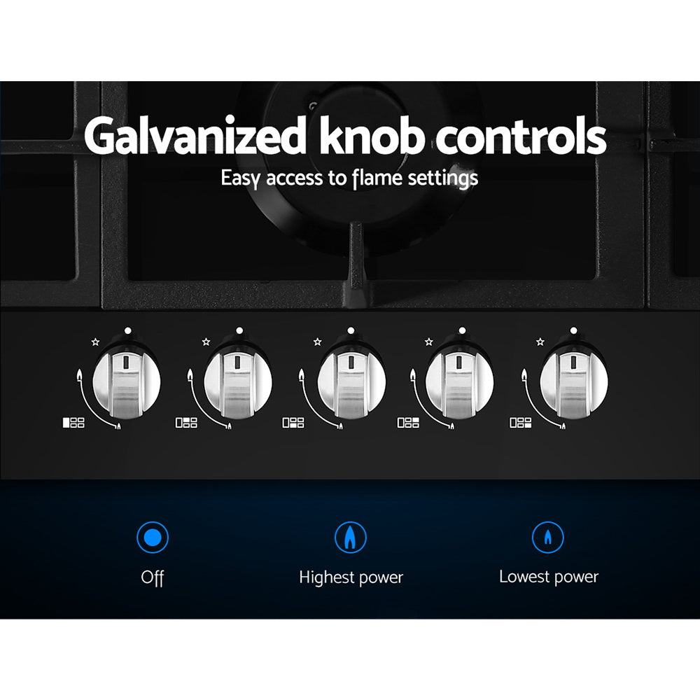 Zoom-in of galvanized knob controls with safety lock feature.