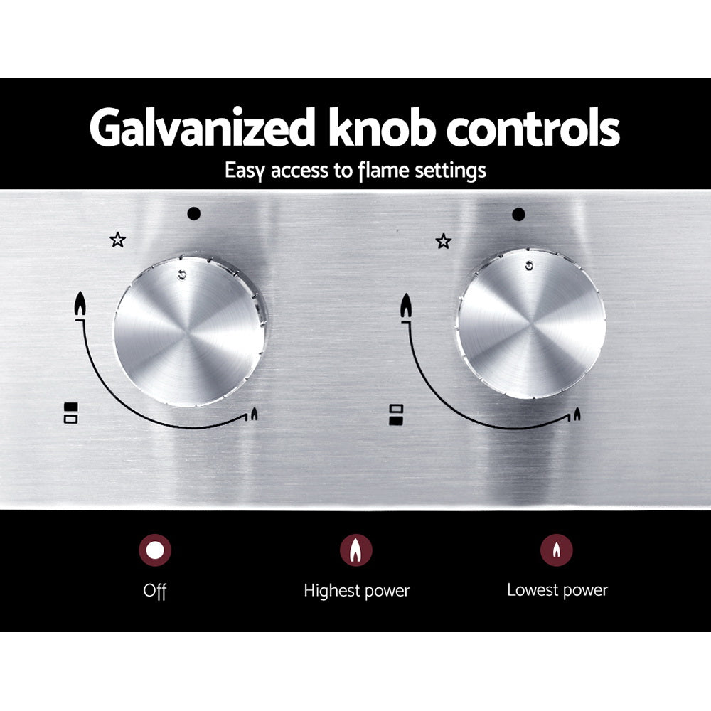 Galvanized knob controls for easy operation and precision flame adjustment.