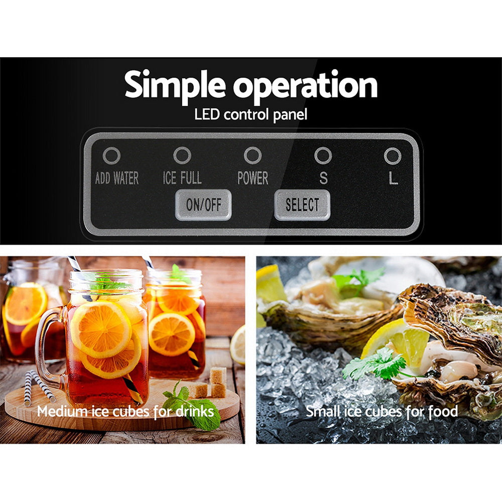 Close-up of the user-friendly control panel with ice full and water low indicators.