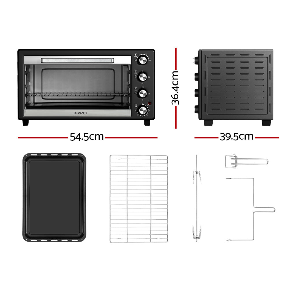 Baking tray, wire rack, tray handle, and rotisserie fork set for Devanti oven