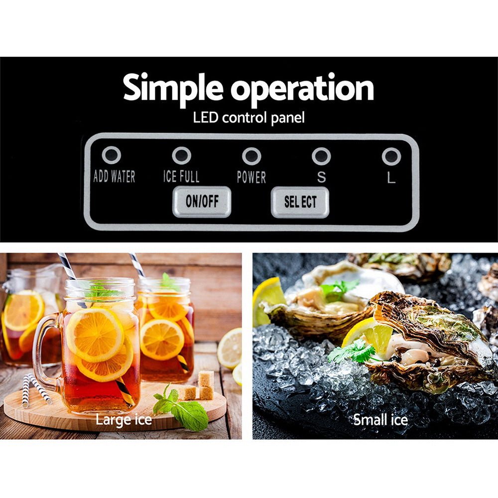 Easy-to-use control panel of Devanti ice maker with clearly marked buttons and indicators