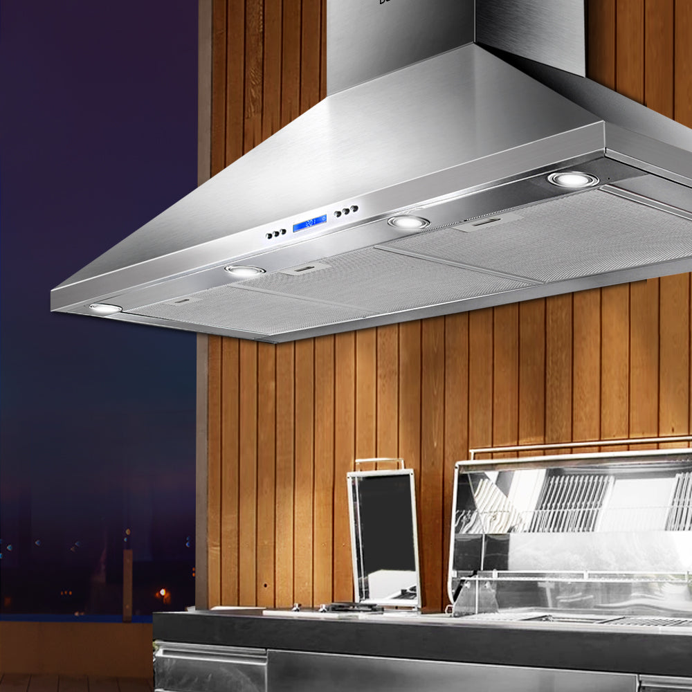 Stylish stainless steel wall mount setup ideal for BBQ or commercial kitchen installation.