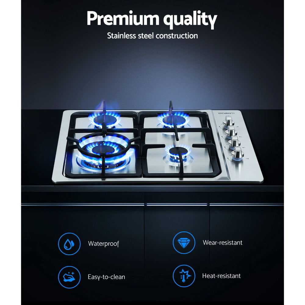 High-power wok burner on Devanti cooktop for fast, intense heat