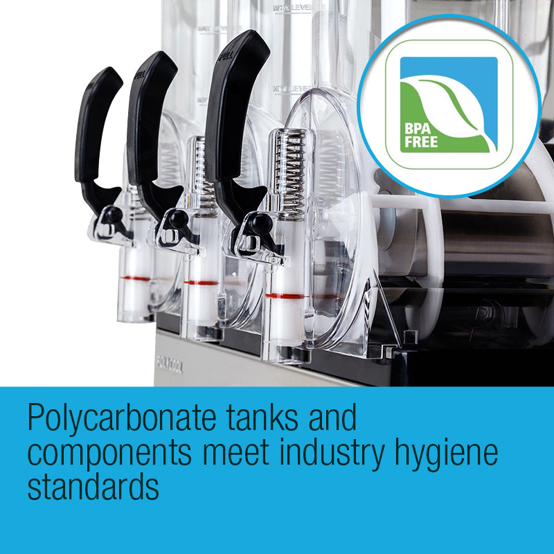 POLYCOOL machine’s slush dispenser tap for frozen cocktails and juice