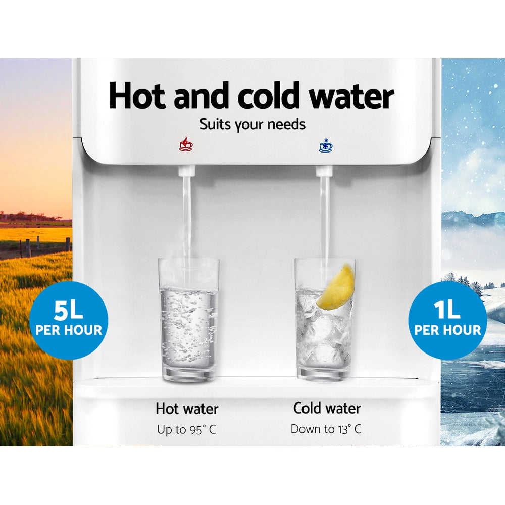 Close-up of Devanti's hot and cold taps for convenient temperature options