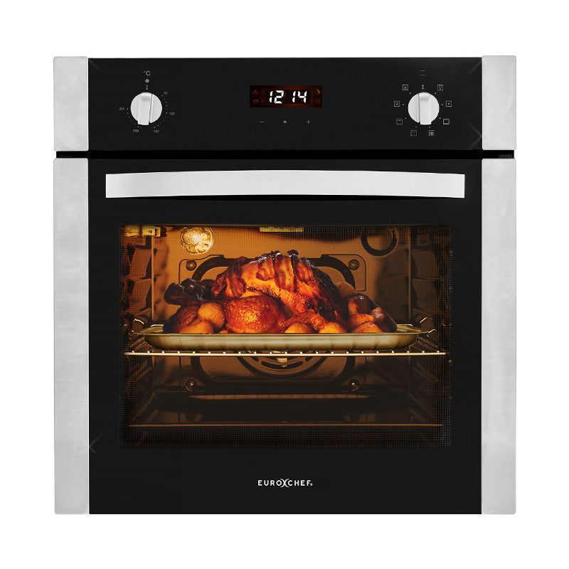 EuroChef 60cm built-in electric oven stainless steel front