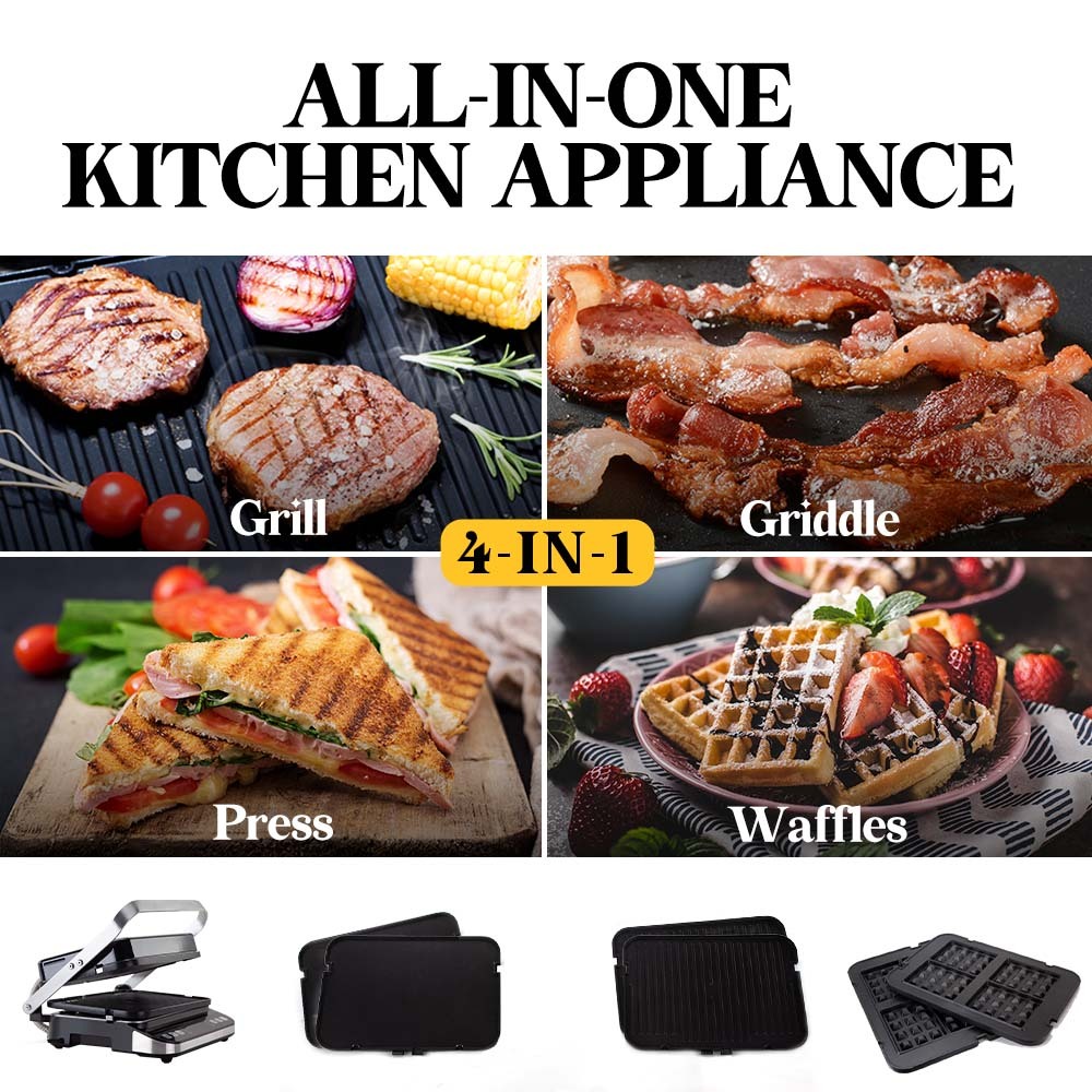 EuroChef 4-in-1 Smart Grill with stainless steel body and control panel