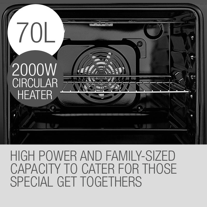 EuroChef electric oven spacious 70L interior with baking tray