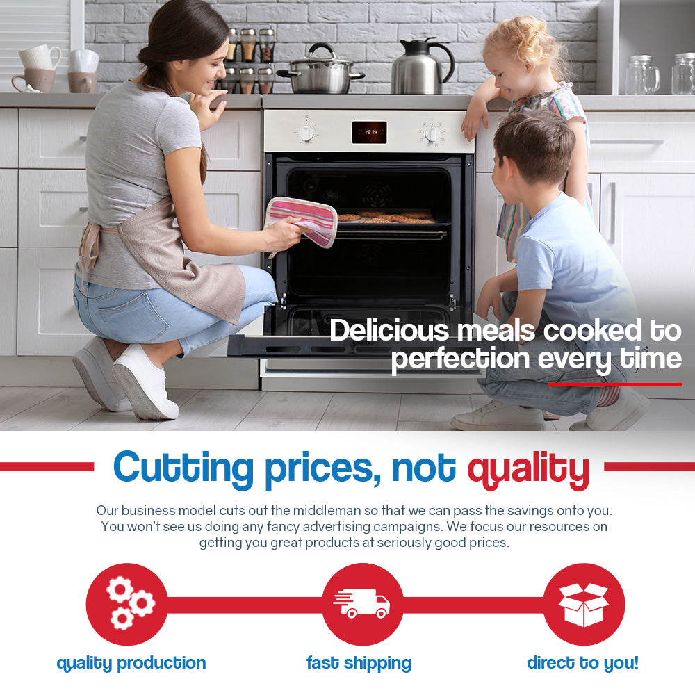 EuroChef 80L stainless steel built-in oven installed in a stylish kitchen