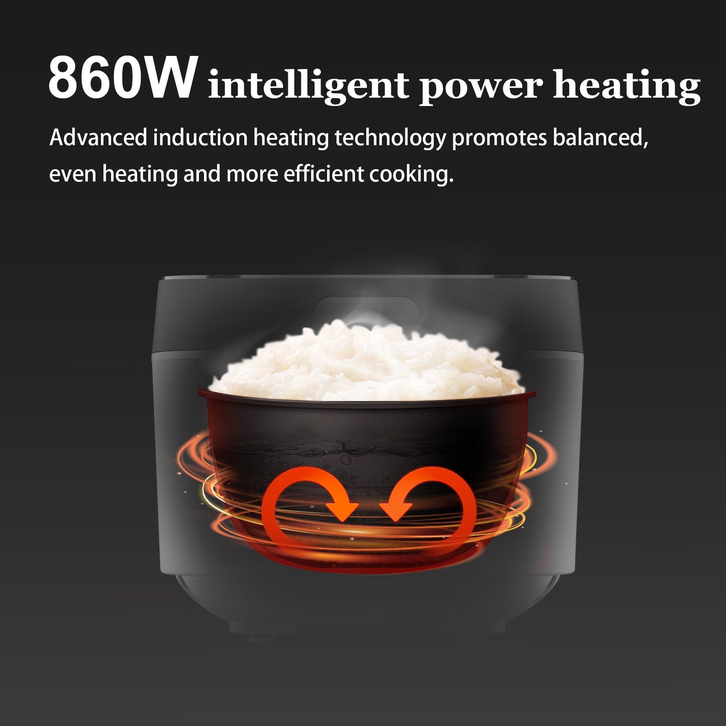Internal view showing extensive heating base for consistent cooking.