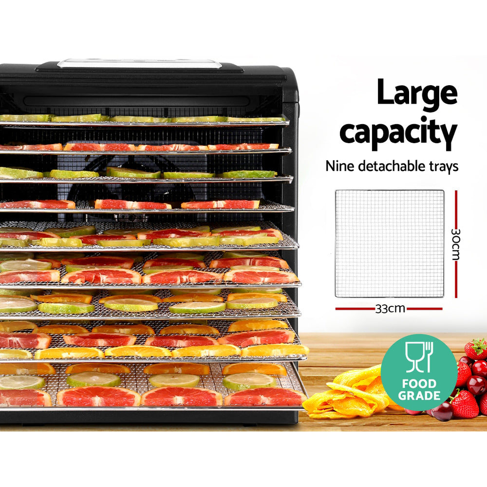 Sample of dried fruit, vegetables, and jerky snacks made using the food dehydrator.