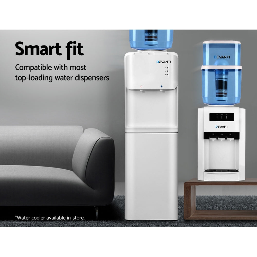 Lifestyle image of the water filter bottle in a modern kitchen setting.