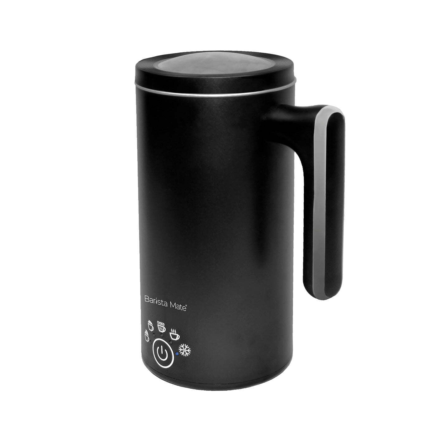 Black hot and cold milk frother with sleek design