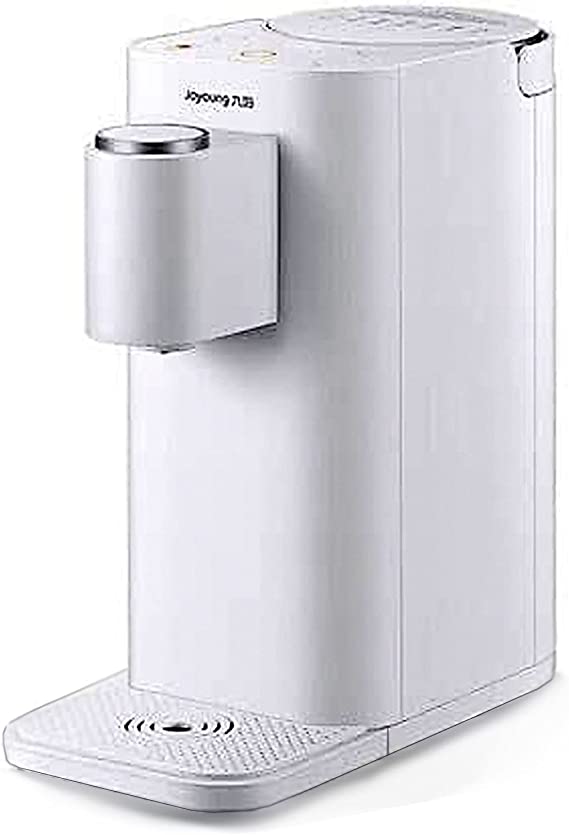 Joyoung 2L instant water dispenser front with digital control panel
Description Alt: Front view showing the ergonomic base and waterproof control panel