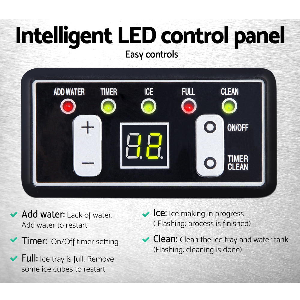 Simple LED touch control panel on Devanti commercial ice maker