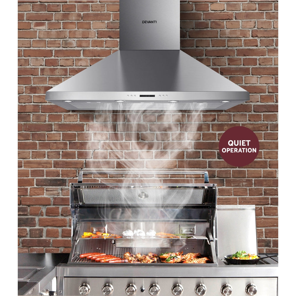 Bright, energy-efficient LED lights provide excellent visibility over cooking surfaces.