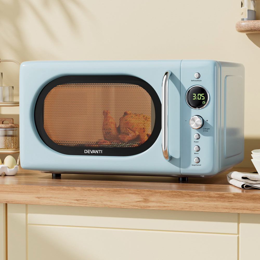 Devanti 20L microwave oven on kitchen bench