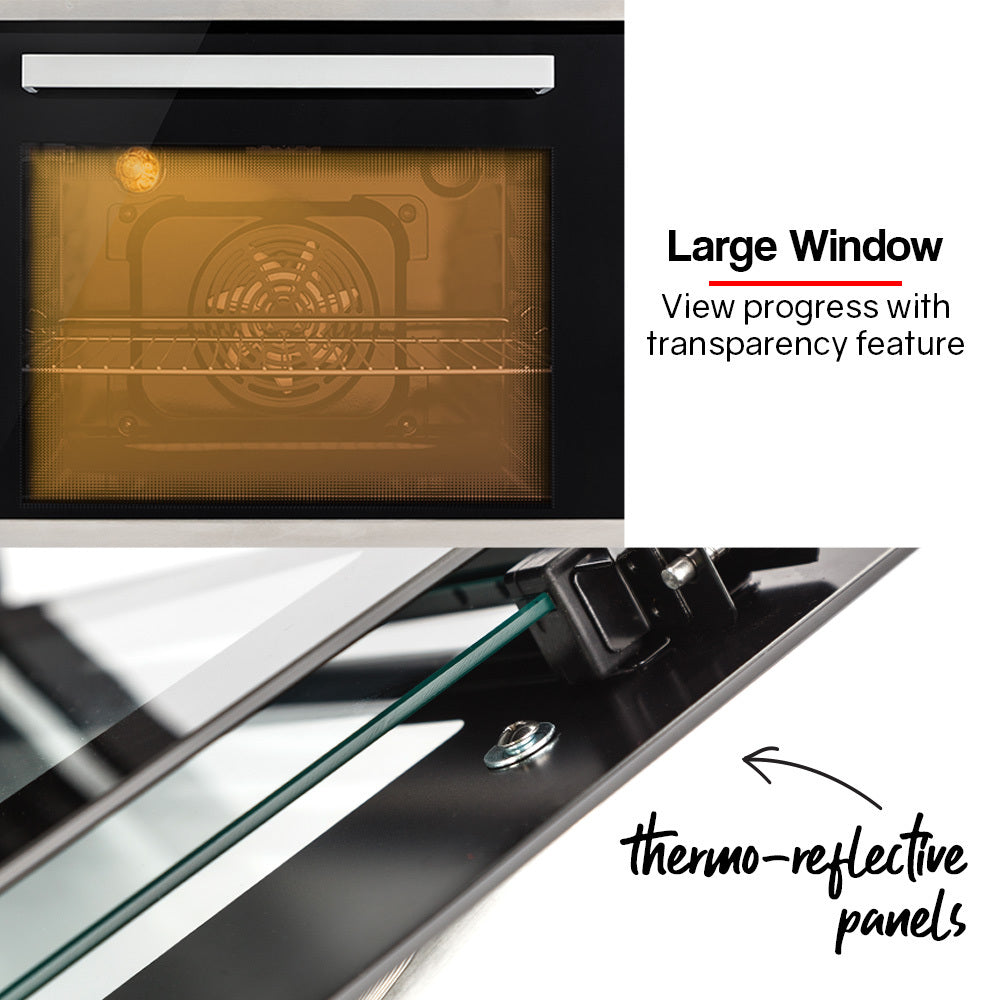 Double glazed thermo-reflective glass door of EuroChef oven with large viewing window
