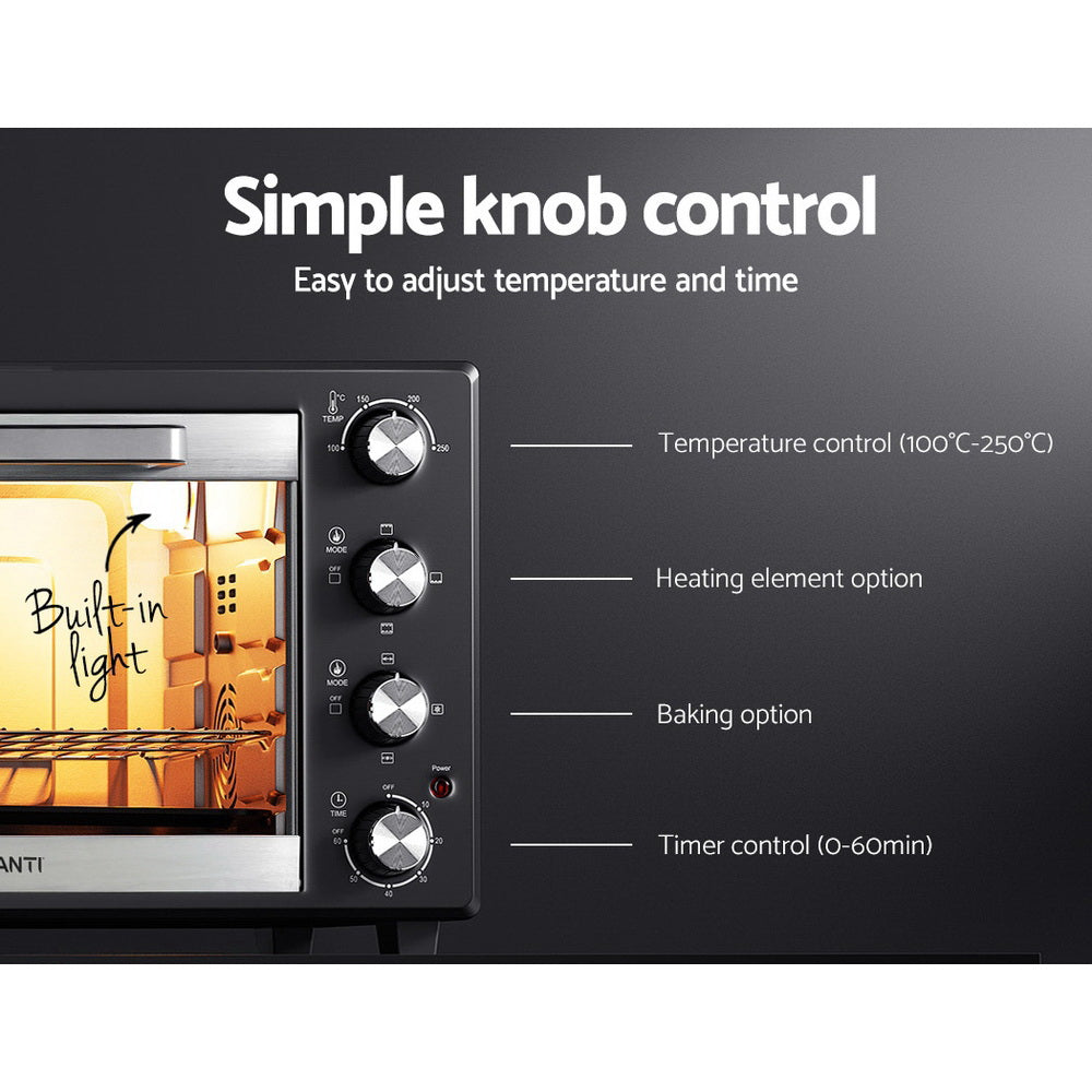 Simple knob controls for timer and temperature on Devanti oven