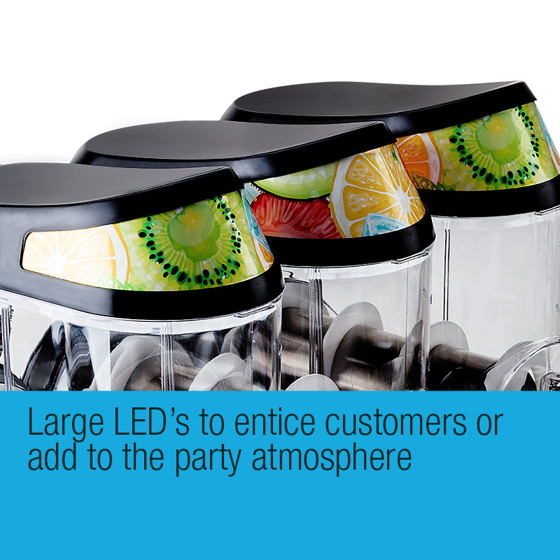 POLYCOOL 36L slushie maker displayed in café setting with countertop lighting