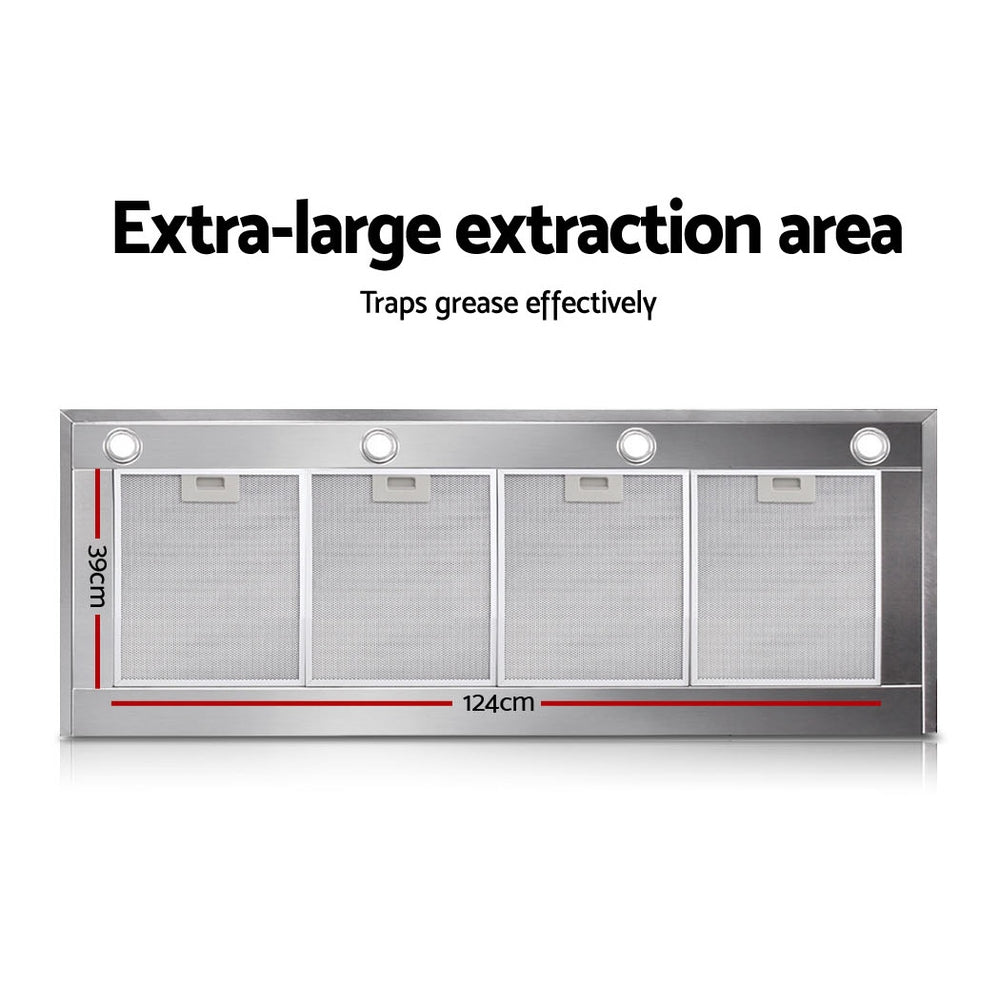 Easily washable 5-layer grease filters in the Devanti commercial range hood.