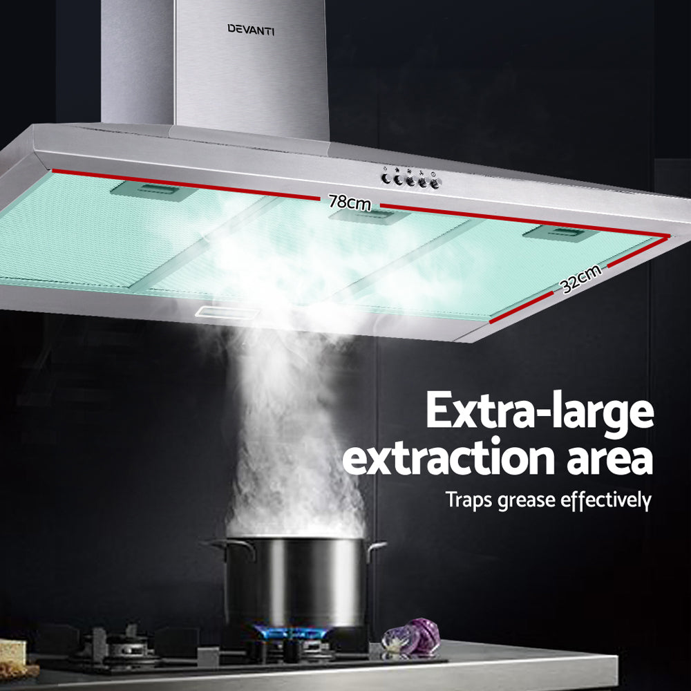 LED light illuminating cooktop area under the range hood during meal preparation