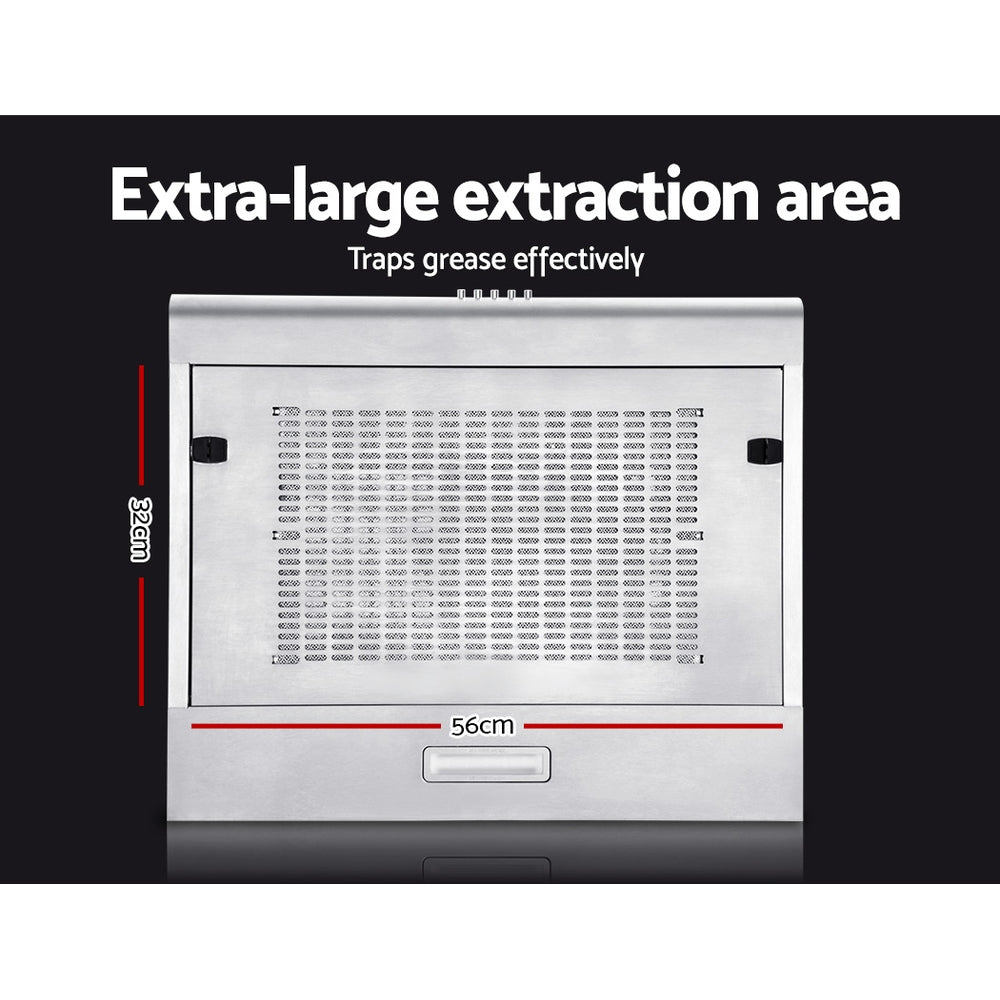Demonstration of removable 5-layer filter on the Devanti range hood for easy cleaning and maintenance
