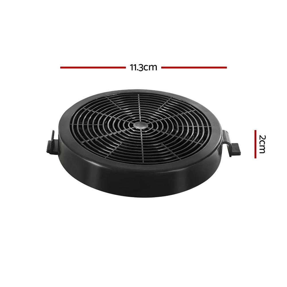 Devanti carbon charcoal filter to show scale and size of the 11cm replacement part for kitchen range hoods.