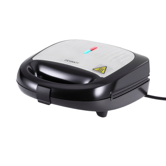 Black sandwich toaster with visible brand name on a white background