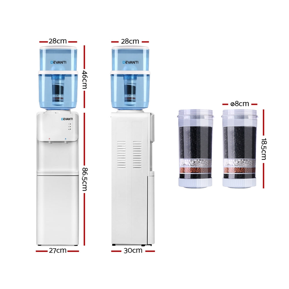 Close-up of the 22L water container and top-loading design for easy refill.