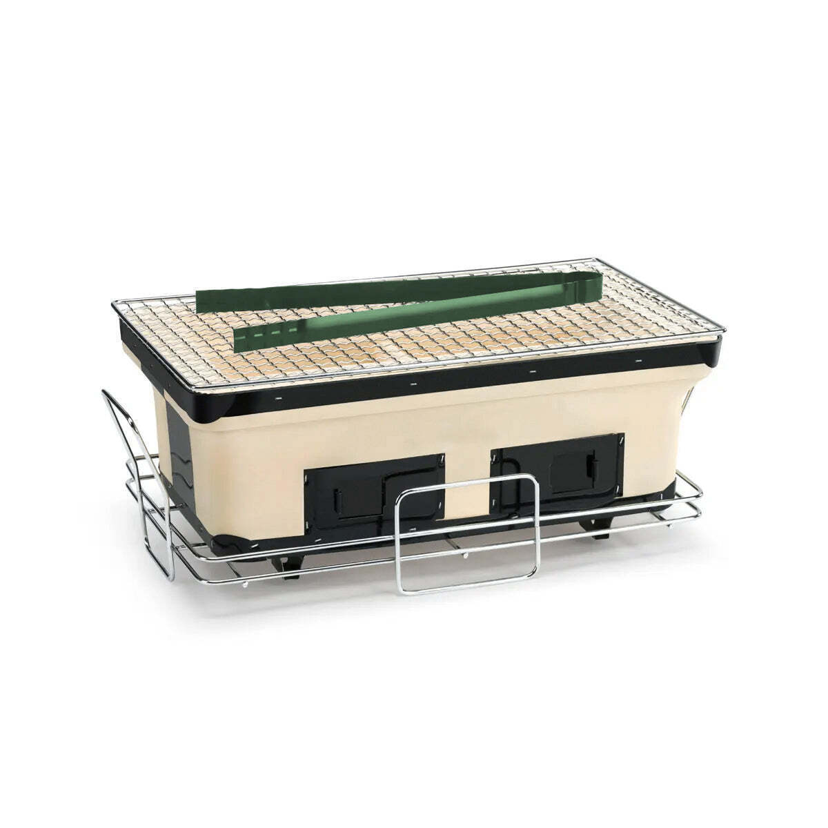 Rectangular gardening container with drainage holes on a white background