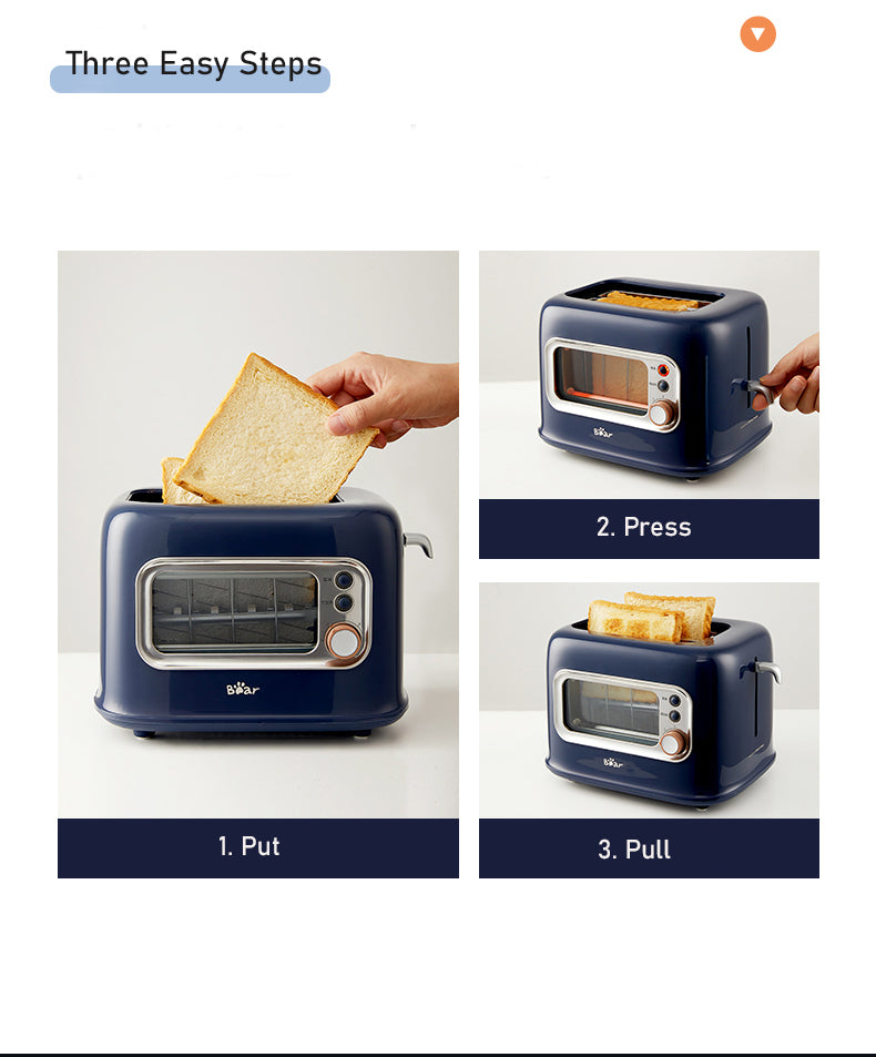 Instructions for using a toaster with images and text on a white background