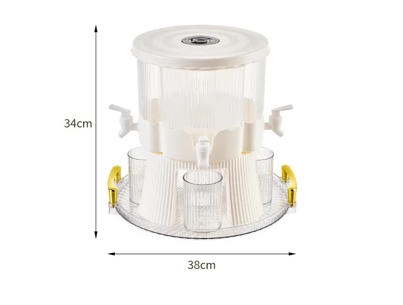 White and clear plastic container with measurements on a white background