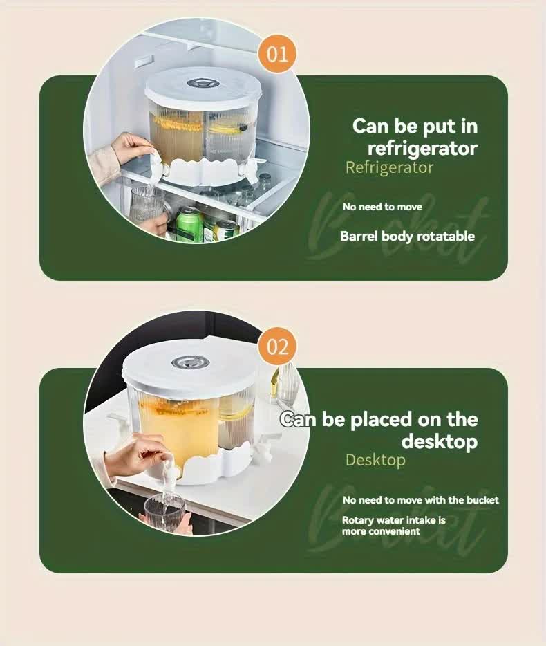 Product with features highlighted on a beige background