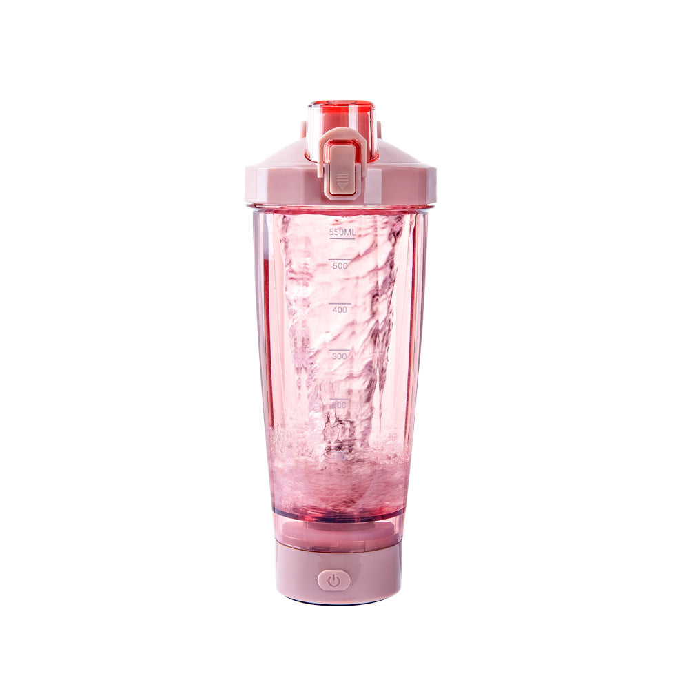 Pink Electric Shaker Bottle 550ml – Portable Mixer Cup