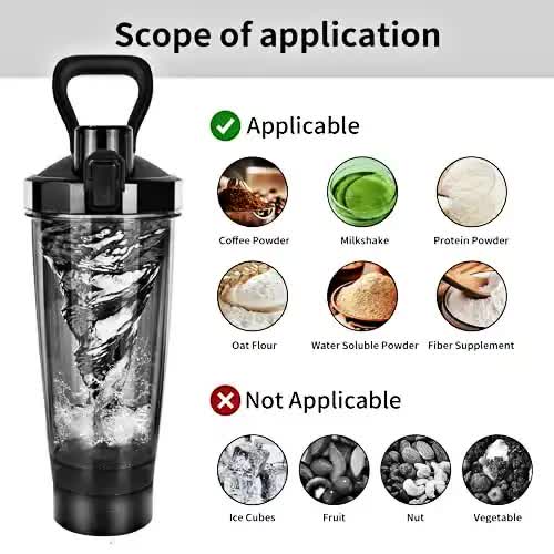 Black Electric Protein Shaker Bottle – 550ml, No LED