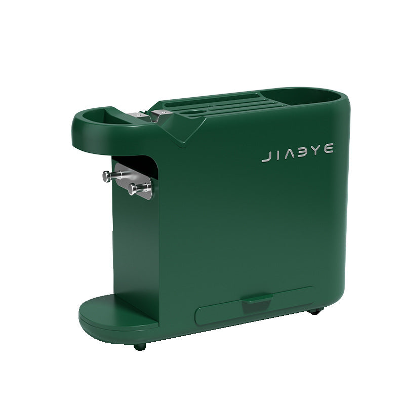 Green JIABYE pencil sharpener on a white background