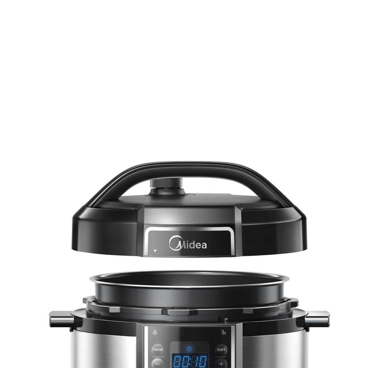 Midea pressure cooker on a white background